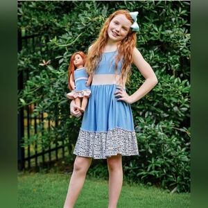 Lilli Lovebird | Baby BlueGeometric RubySleeveless Dress & DollDress - Girls
